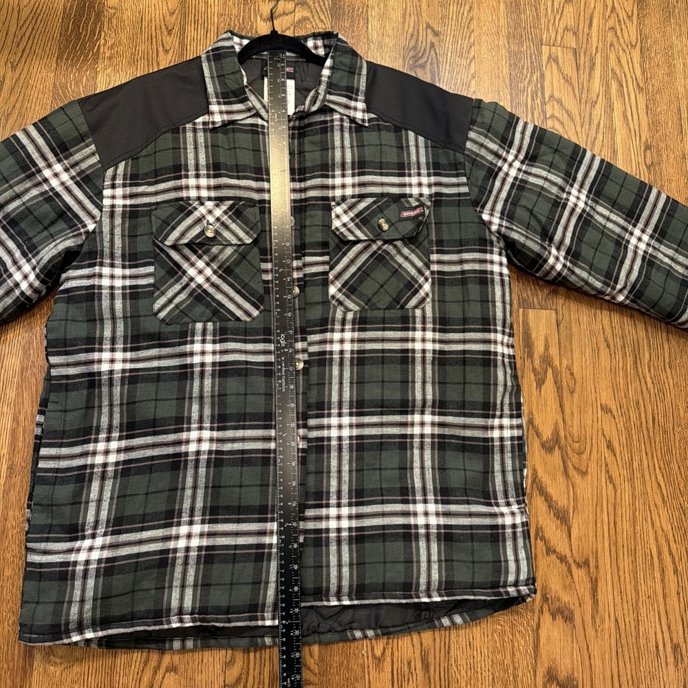 Dickies Mens Large Green Insulated Button Up Flannel Jacket Plaid P204260 - Picture 13 of 15